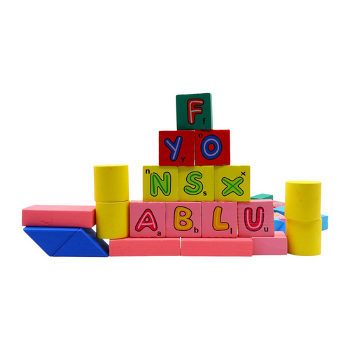 40PCS Wooden Letter Blocks – Castle Shape Educational Toy for Kids | Multi-Color