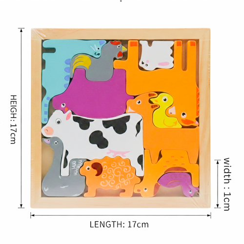 3D Wooden Animals Jigsaw Puzzle | Montessori Learning Toy