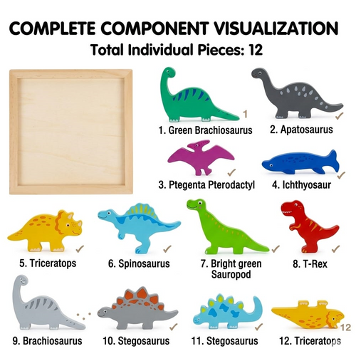 3D Wooden Dinosaur Jigsaw Puzzle | Montessori Learning Toy