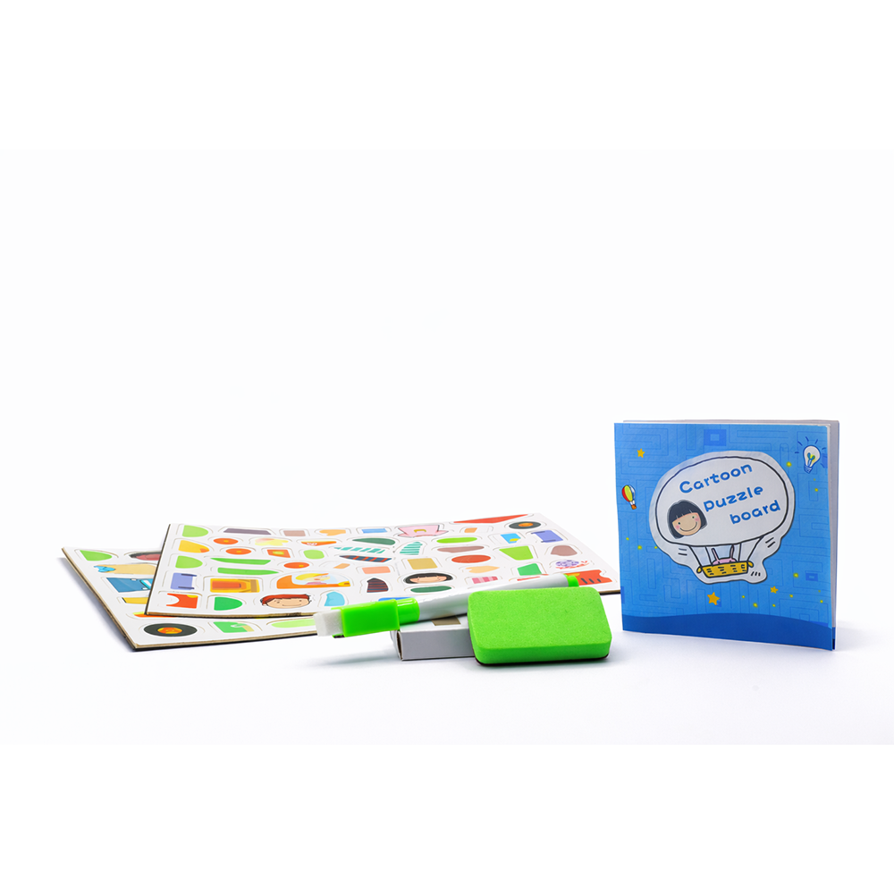 Kids 4-in-1 Magnetic Math & Drawing Montessori Wooden Case – Cartoon Theme